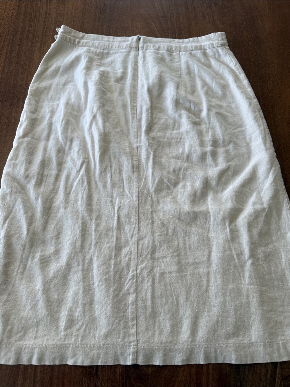 Madewell Classic off-White Linen blend Button-Trim Women's Skirt - Picture 4 of 5